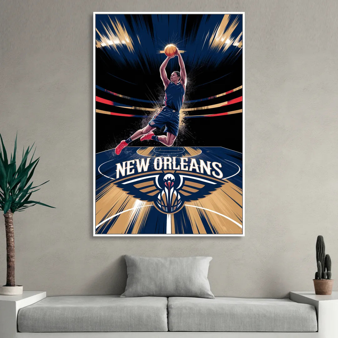 New Orleans Pelicans Team Pride Living Room - White Canvas Wall Art
