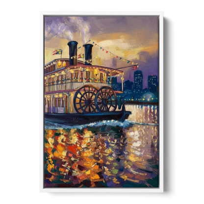 New Orleans Riverboat Adventure Front - White Canvas Wall Art