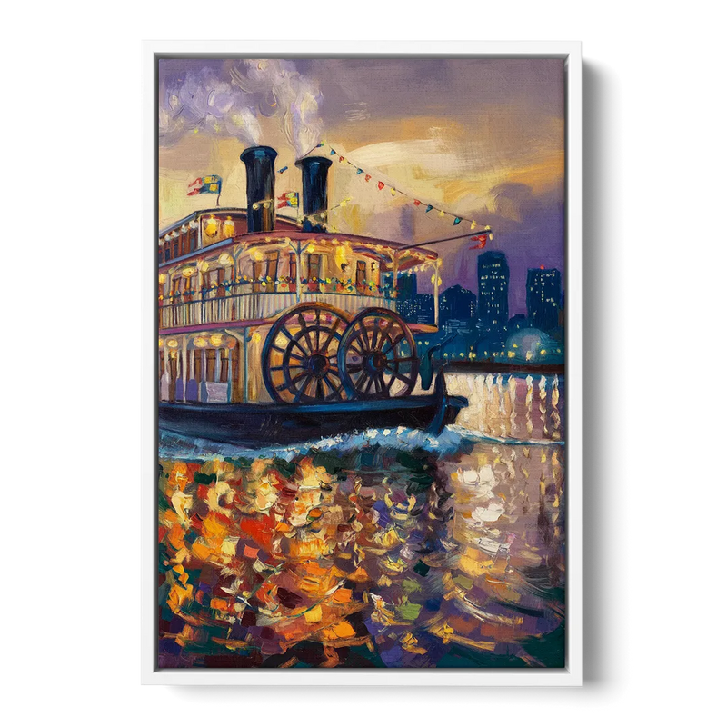 New Orleans Riverboat Adventure Front - White Canvas Wall Art