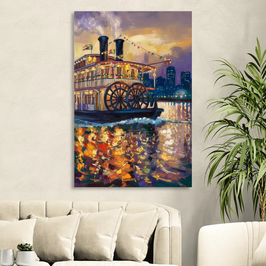 New Orleans Riverboat Adventure Living Room - Canvas Wall Art