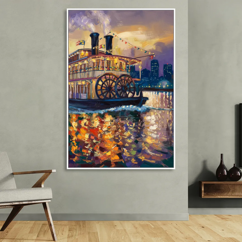 New Orleans Riverboat Adventure Sitting Room - White Canvas Wall Art