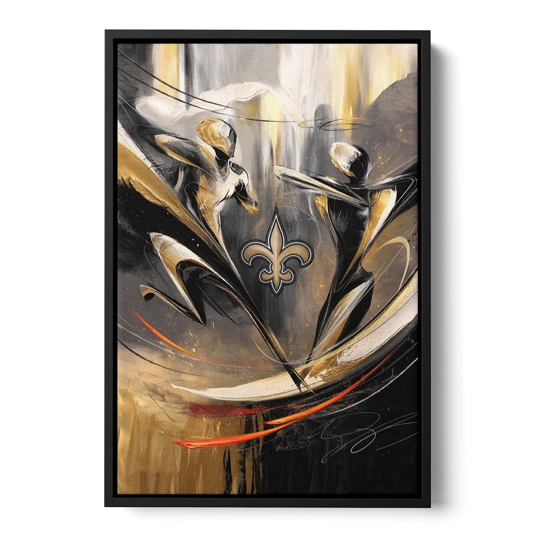 New Orleans Saints Fans Passion Front - Black Canvas Wall Art