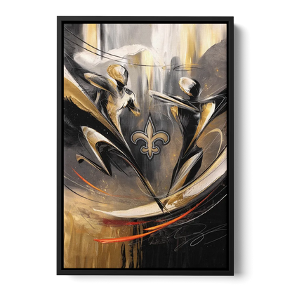 New Orleans Saints Fans Passion Front - Black Canvas Wall Art