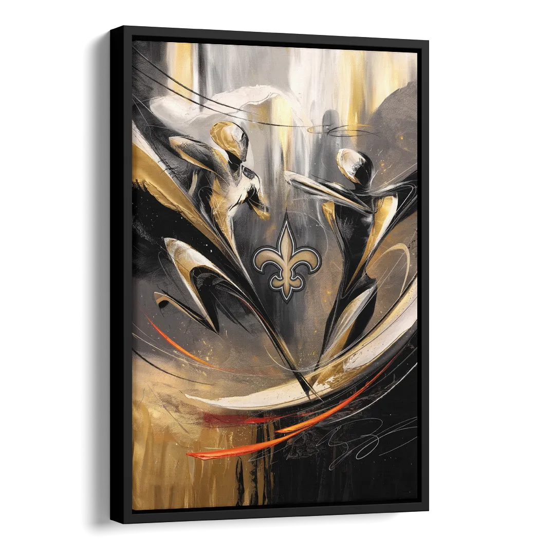 New Orleans Saints Fans Passion Side - Black Canvas Wall Art