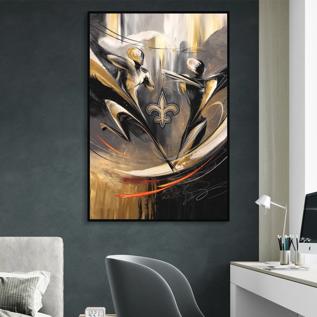 New Orleans Saints Fans Passion Living Room - Black Canvas Wall Art