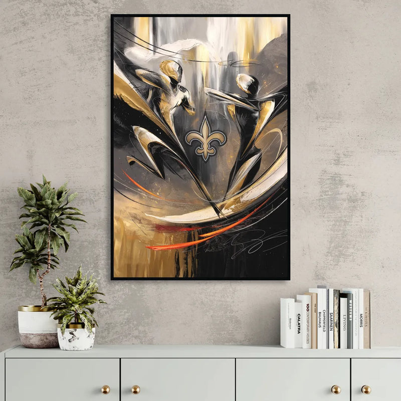 New Orleans Saints Fans Passion Sitting Room - Black Canvas Wall Art