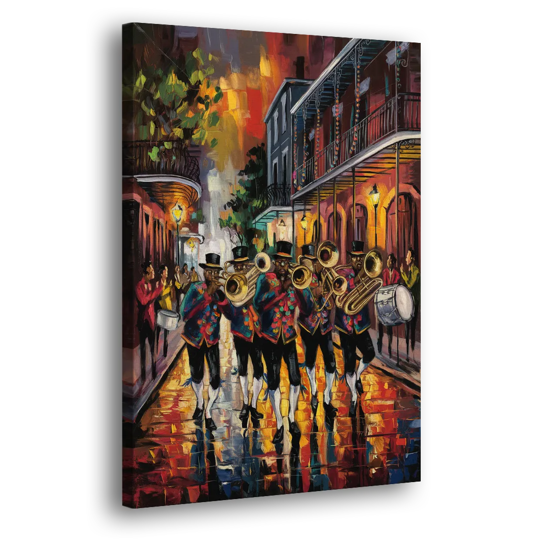 New Orleans Second Line Band Side - Canvas Wall Art