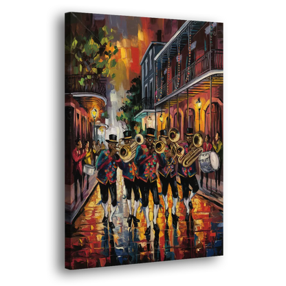 New Orleans Second Line Band Side - Canvas Wall Art