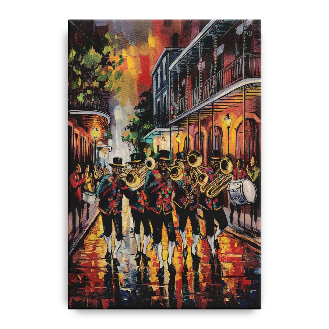 New Orleans Second Line Band Front - Canvas Wall Art