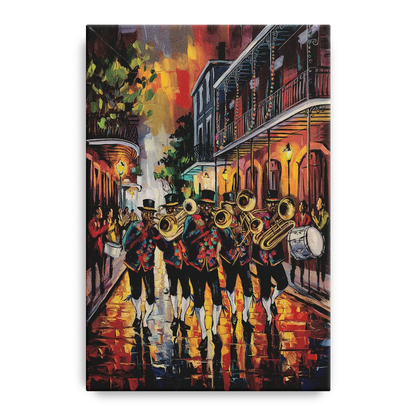 New Orleans Second Line Band Front - Canvas Wall Art