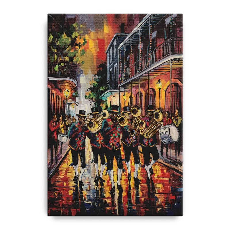 New Orleans Second Line Band Front - Canvas Wall Art
