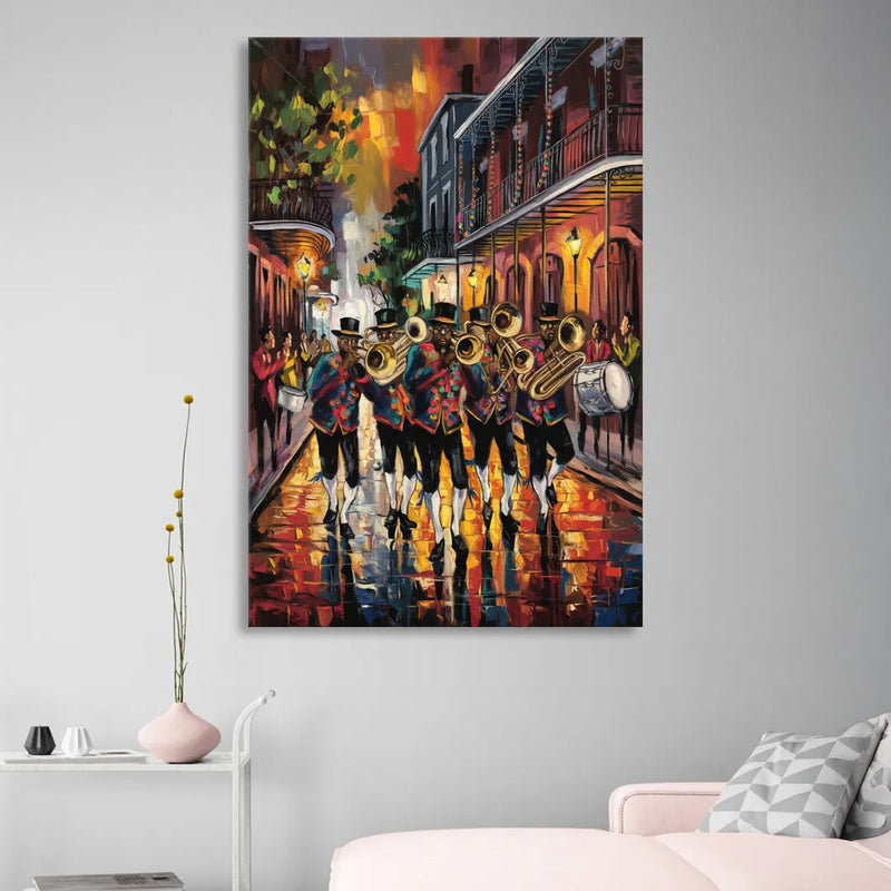 New Orleans Second Line Band Sitting Room - Canvas Wall Art