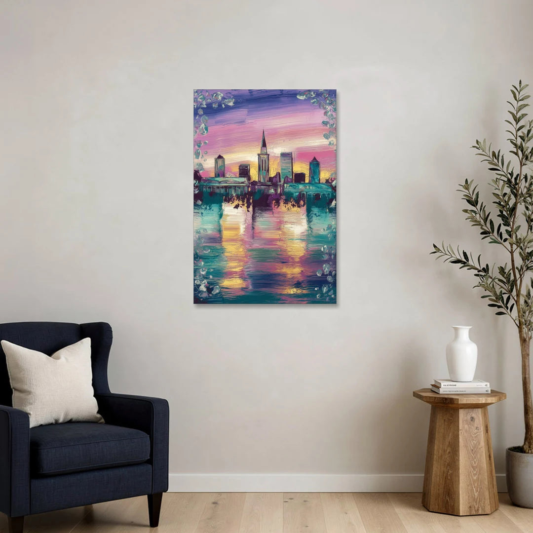 New Orleans Skyline at Sunset - Canvas Wall Art - Sofa - 24x36