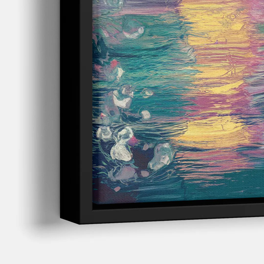 New Orleans Skyline at Sunset - Close-Up Black Frame Canvas
