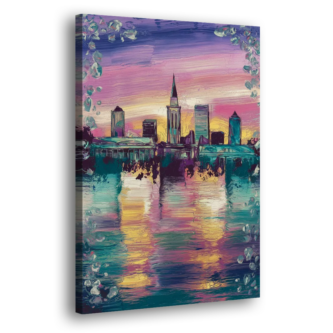 New Orleans Skyline at Sunset Side - Canvas Wall Art