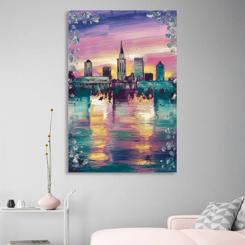 New Orleans Skyline at Sunset Living Room - Canvas Wall Art