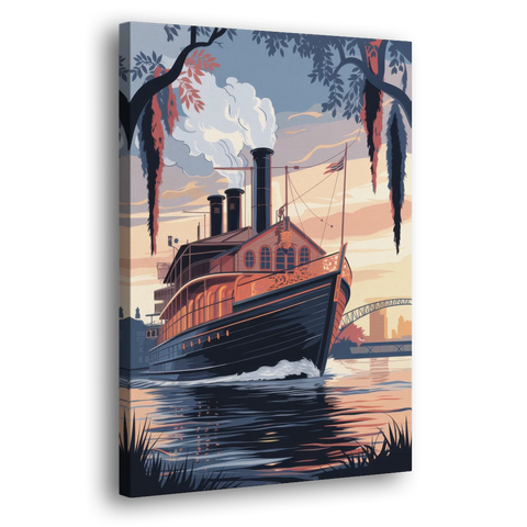 New Orleans Steamboat on the River - Canvas Wall Art - Side