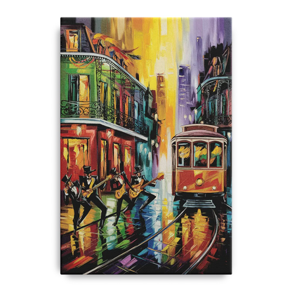 New Orleans Symbols of Culture Front - Canvas Wall Art