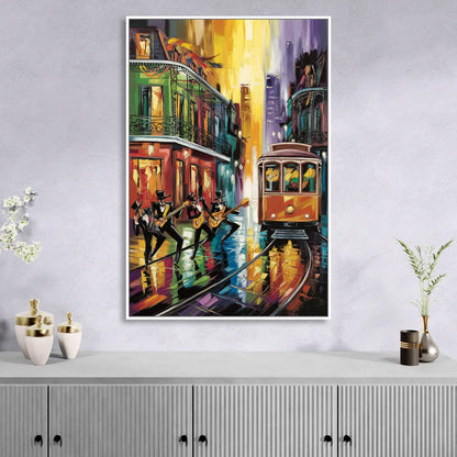 New Orleans Symbols of Culture Sitting Room - White Canvas Wall Art