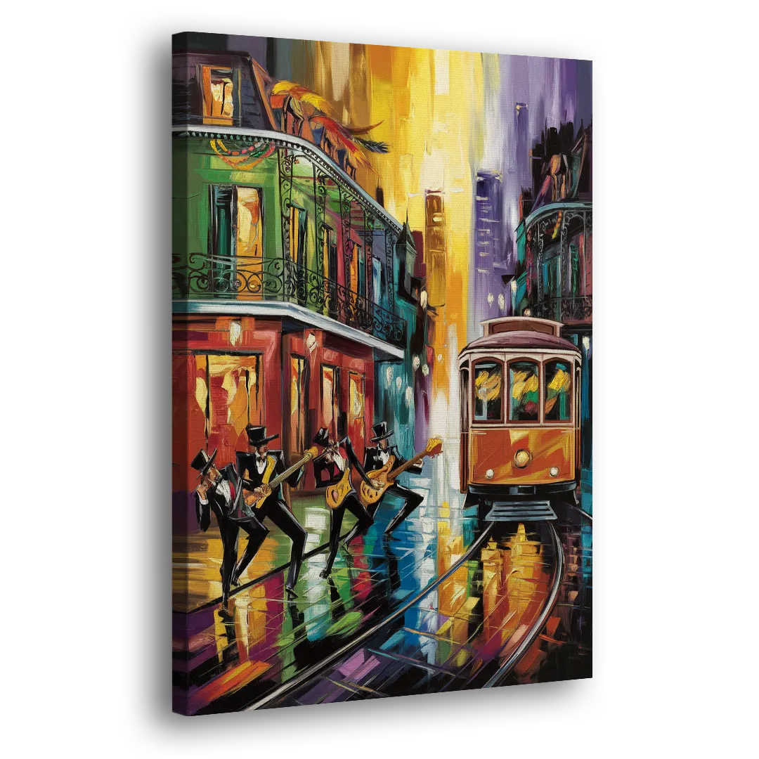 New Orleans Symbols of Culture Side - Canvas Wall Art