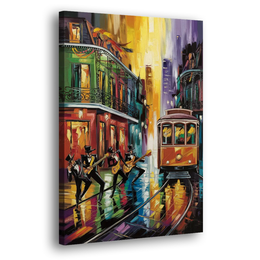 New Orleans Symbols of Culture Side - Canvas Wall Art