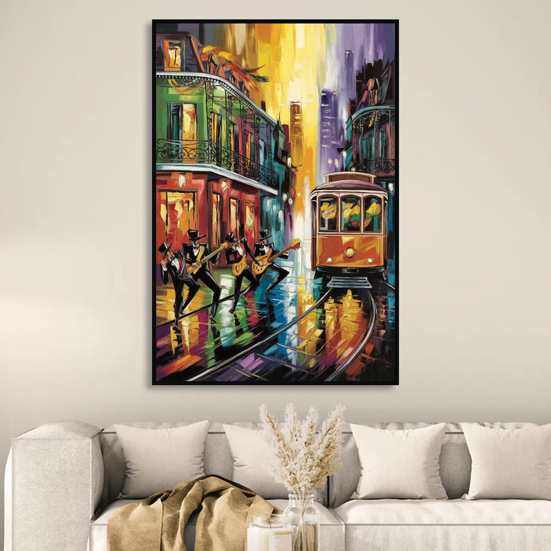 New Orleans Symbols of Culture Sitting Room - Black Canvas Wall Art