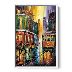 New Orleans Symbols of Culture - White Framed Canvas Wall Art - Front