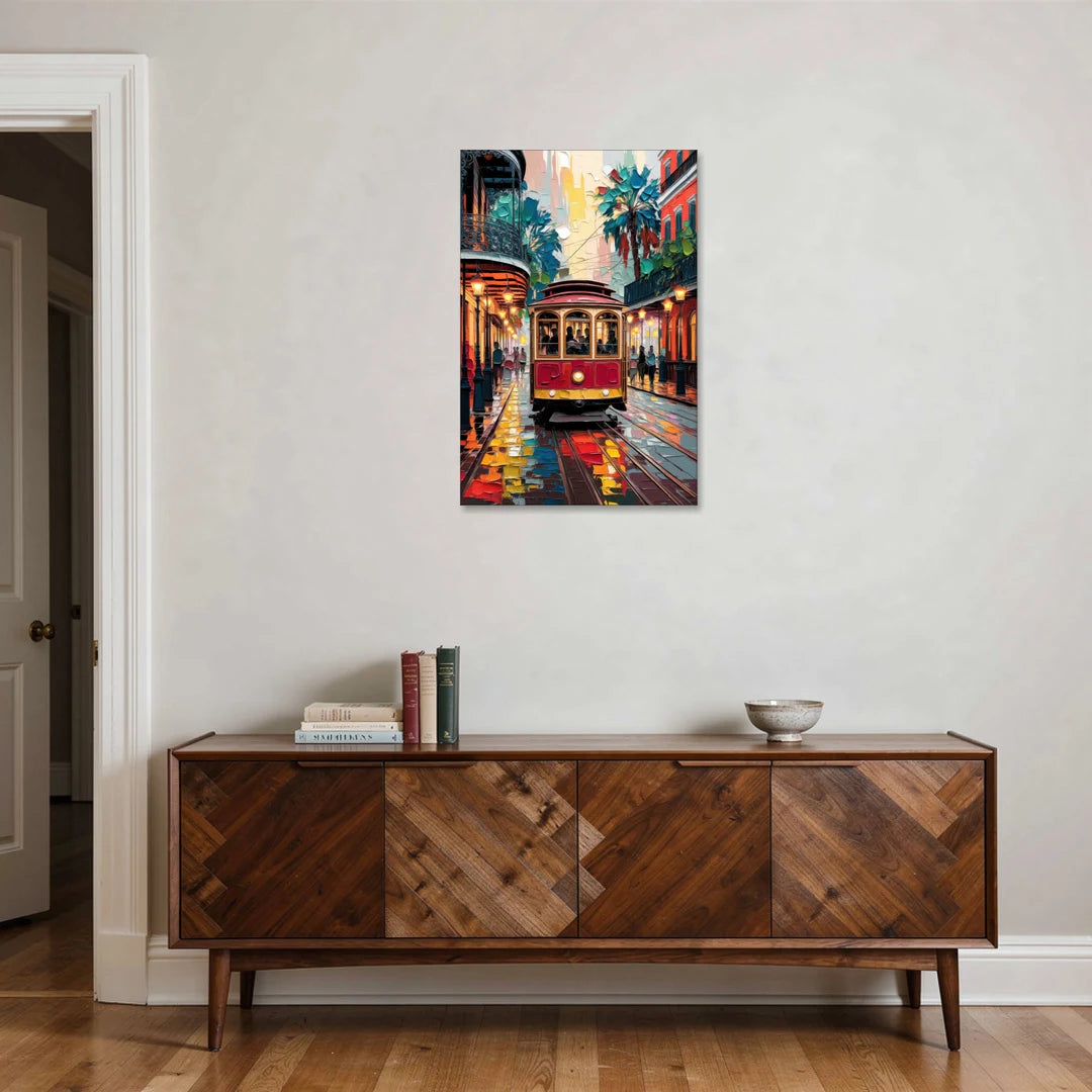 New Orleans Trolley Car Journey - Canvas Wall Art - Coffee Table - 24x36