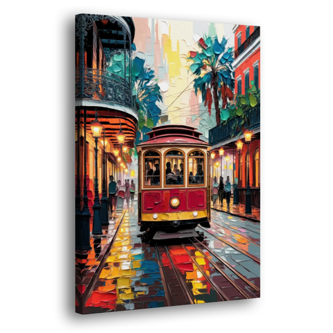 New Orleans Trolley Car Journey - Canvas Wall Art - Side