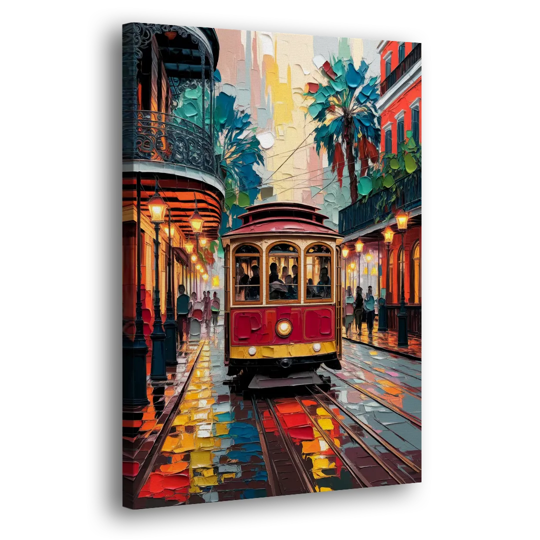 New Orleans Trolley Car Journey Side - Canvas Wall Art