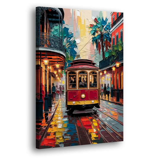 New Orleans Trolley Car Journey Side - Canvas Wall Art