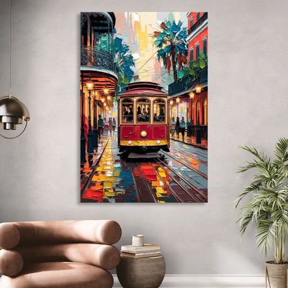 New Orleans Trolley Car Journey Sitting Room - Canvas Wall Art