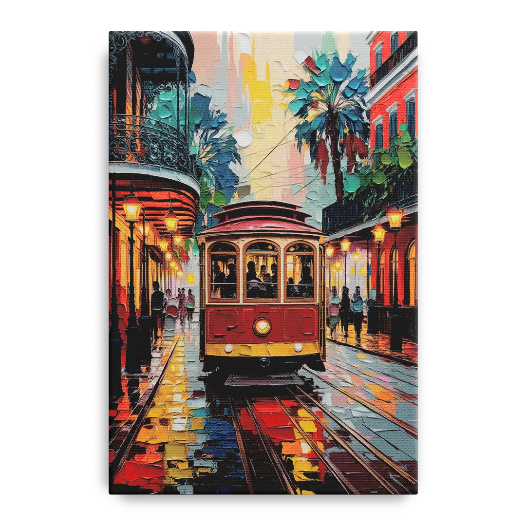 New Orleans Trolley Car Journey Front - Canvas Wall Art