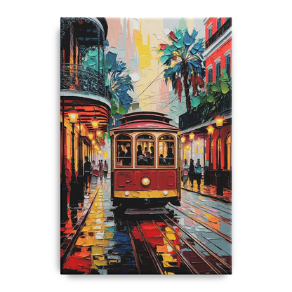 New Orleans Trolley Car Journey Front - Canvas Wall Art