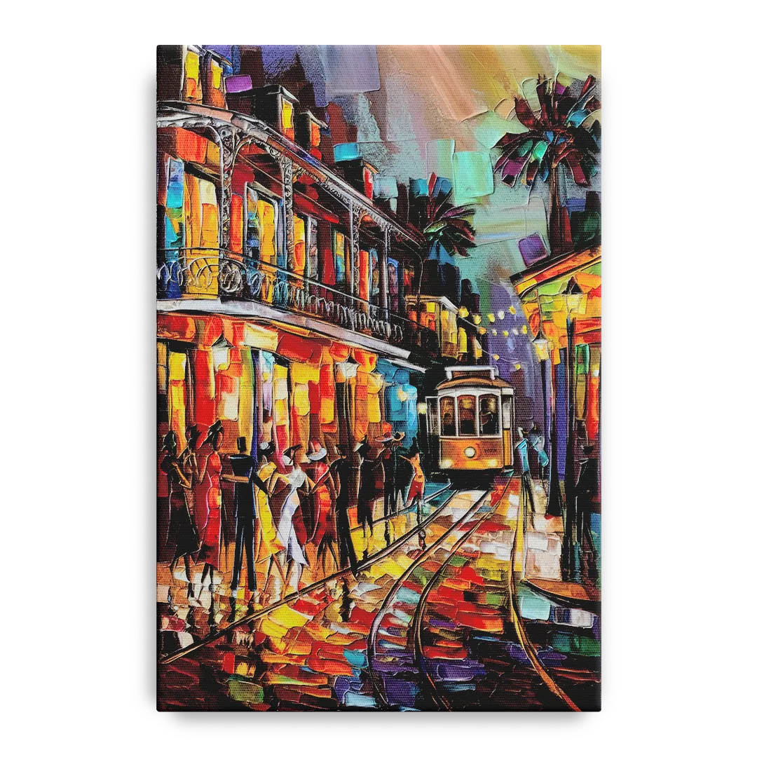 New Orleans Vibrant Street Art Front - Canvas Wall Art