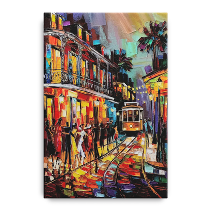 New Orleans Vibrant Street Art Front - Canvas Wall Art