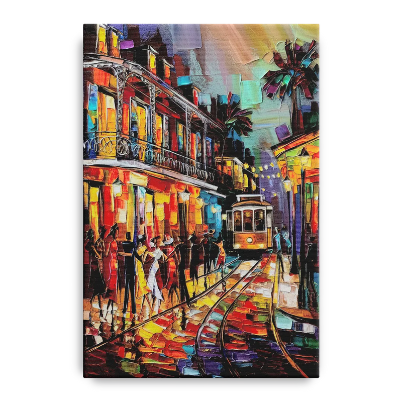 New Orleans Vibrant Street Art Front - Canvas Wall Art