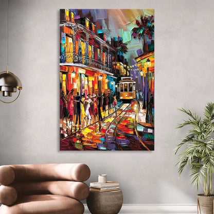 New Orleans Vibrant Street Art Living Room - Canvas Wall Art