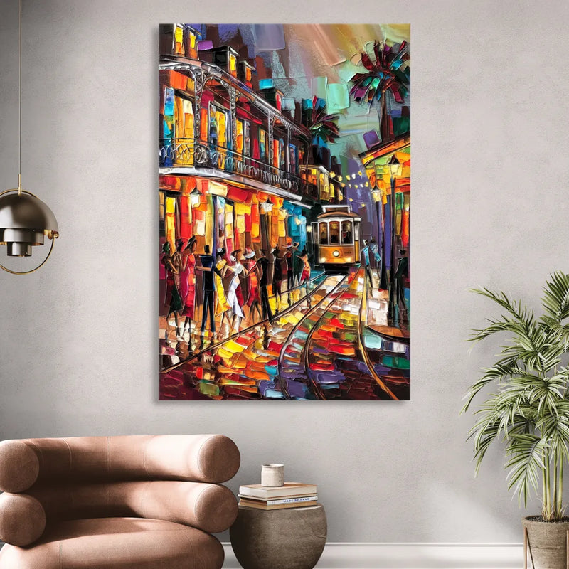 New Orleans Vibrant Street Art Living Room - Canvas Wall Art