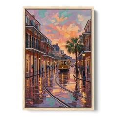 New Orleans Vibrant Street Art - Oak Framed Canvas Wall Art - Front