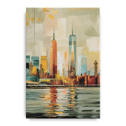 New York City Abstract Skyline Art Hudson Front - Canvas Wall Art