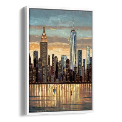 New York City Artistic View Side - White Canvas Wall Art