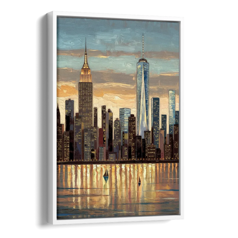 New York City Artistic View Side - White Canvas Wall Art