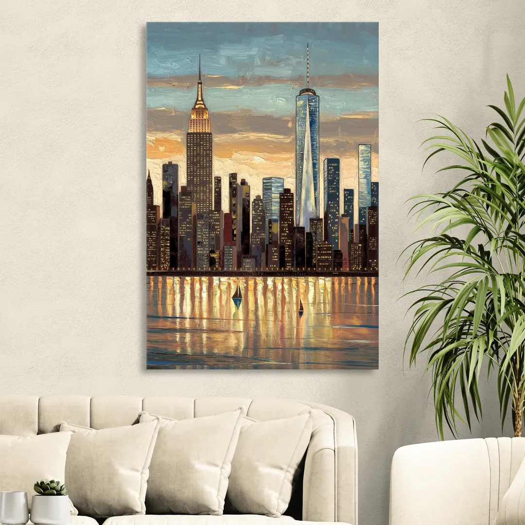 New York City Artistic View Sitting Room - Canvas Wall Art