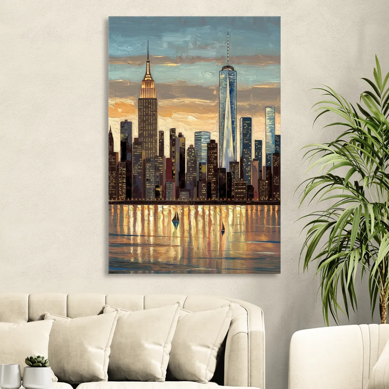 New York City Artistic View Sitting Room - Canvas Wall Art