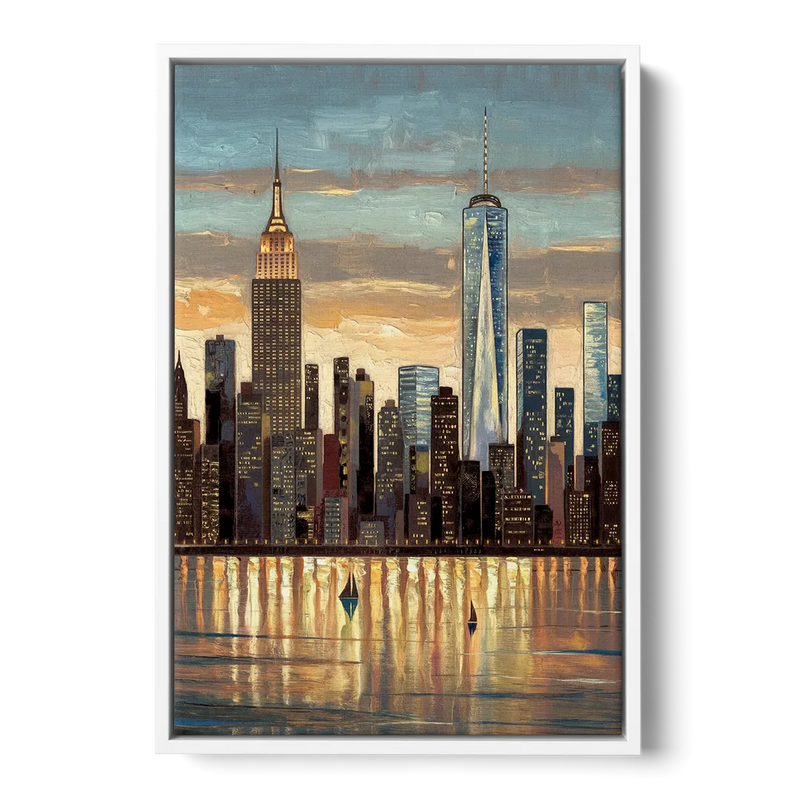 New York City Artistic View Front - White Canvas Wall Art