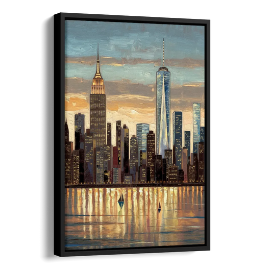 New York City Artistic View Side - Black Canvas Wall Art