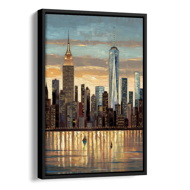 New York City Artistic View Side - Black Canvas Wall Art