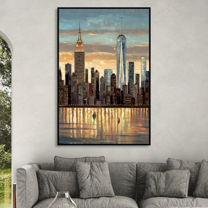New York City Artistic View Sitting Room - Black Canvas Wall Art