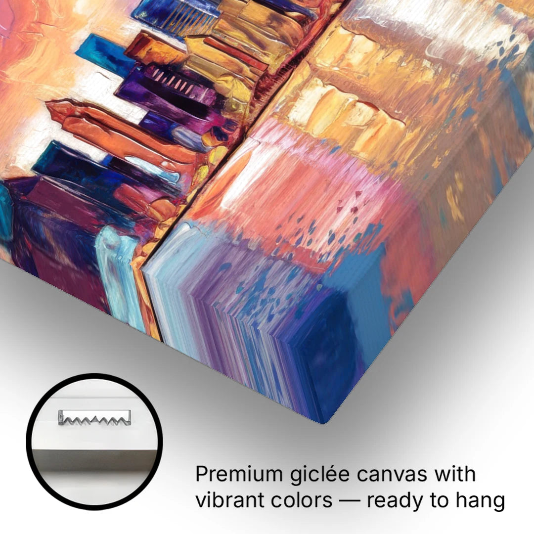 New York City Artistic Watercolor View - Canvas Wall Art - Gallery Wrap Corner